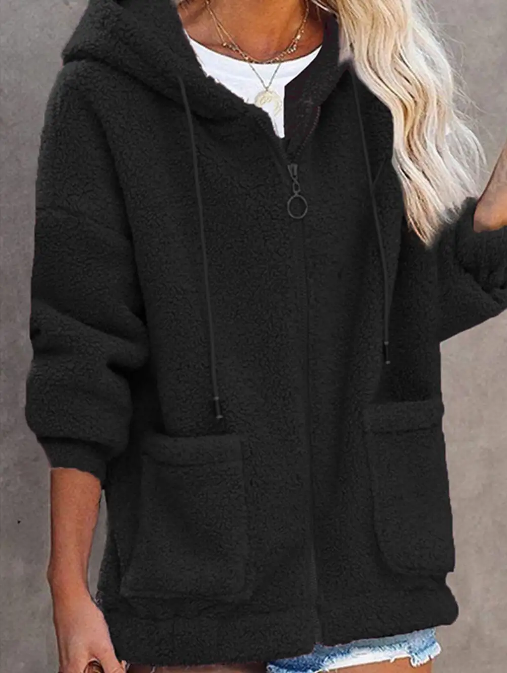 Zipper Cardigan Loose Top Coat