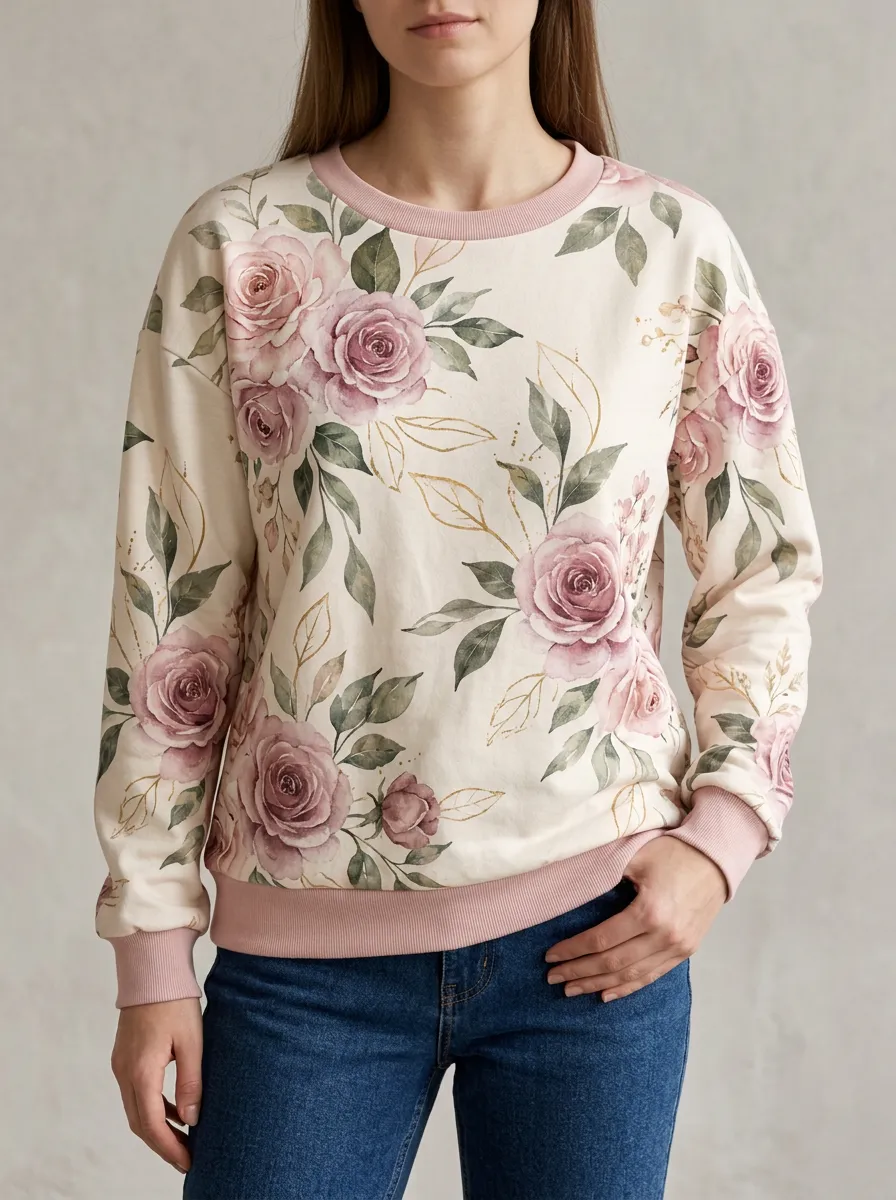 Versatile Floral Sweatshirt