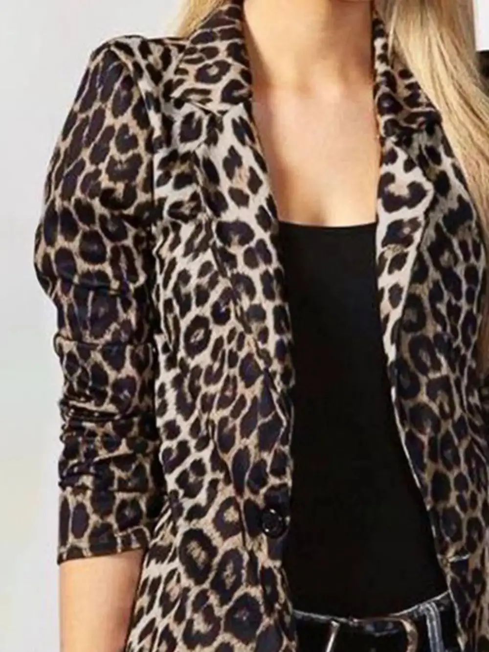 Single-Button Leopard-Print Blazer