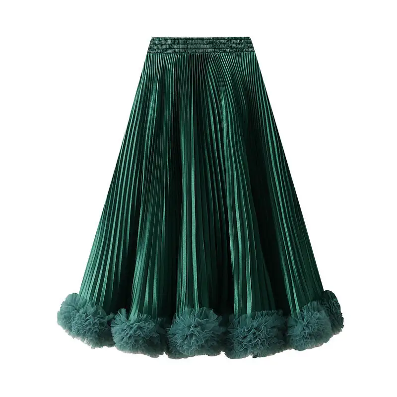 Comfort A-Line Midi Skirt With Ruffled Hem