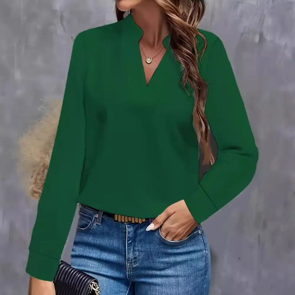 Long Sleeve Draped Blouse