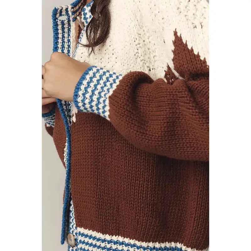 And Pattern Button Up Cardigan