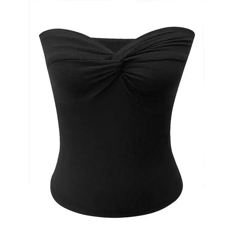 Easy-Wear Knit Ribbed Twist Crop Top