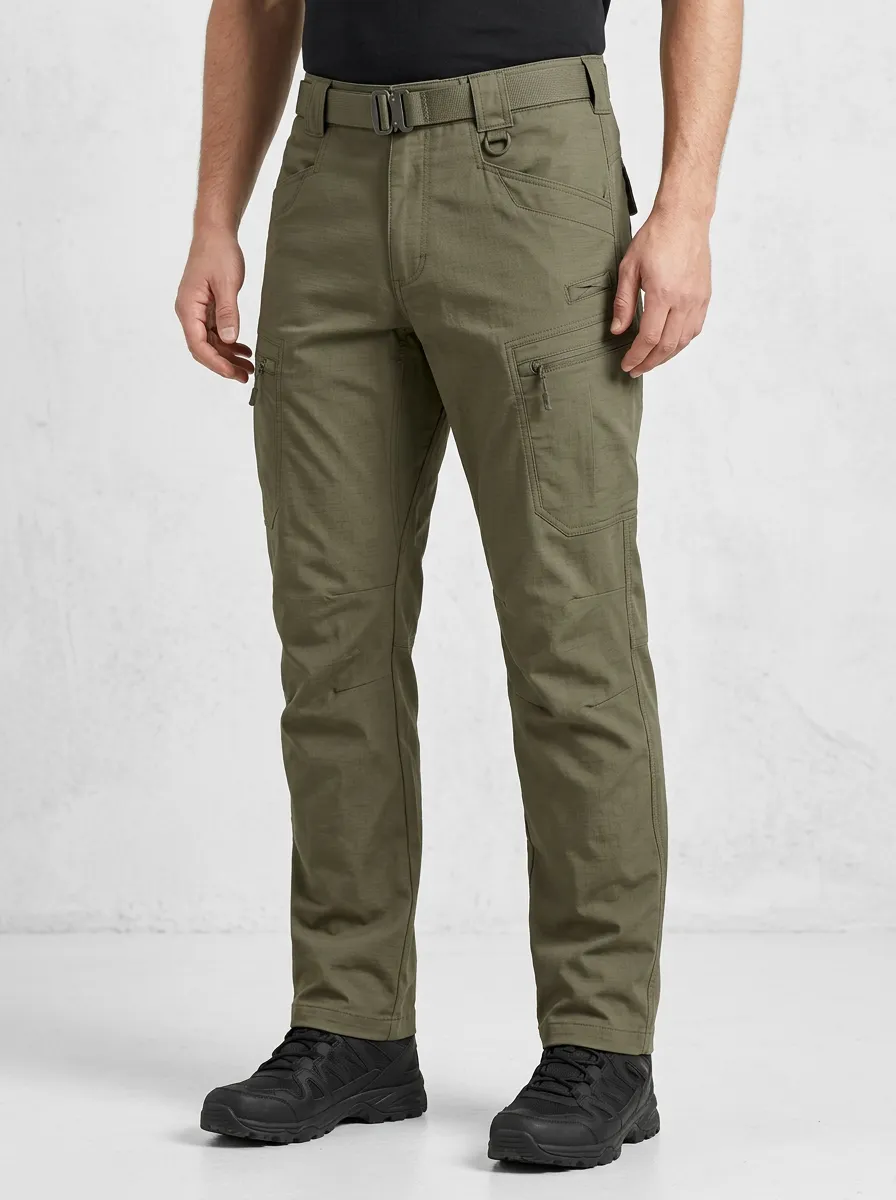 Men's Tactical Outdoor Multi-Pocket Olive Green Cargo Pants