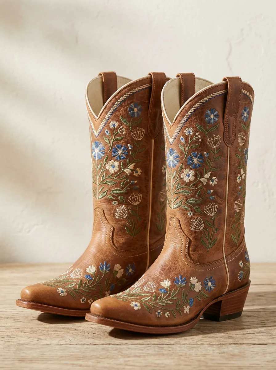 Unisex Heritage Floral Embroidered Western Boots