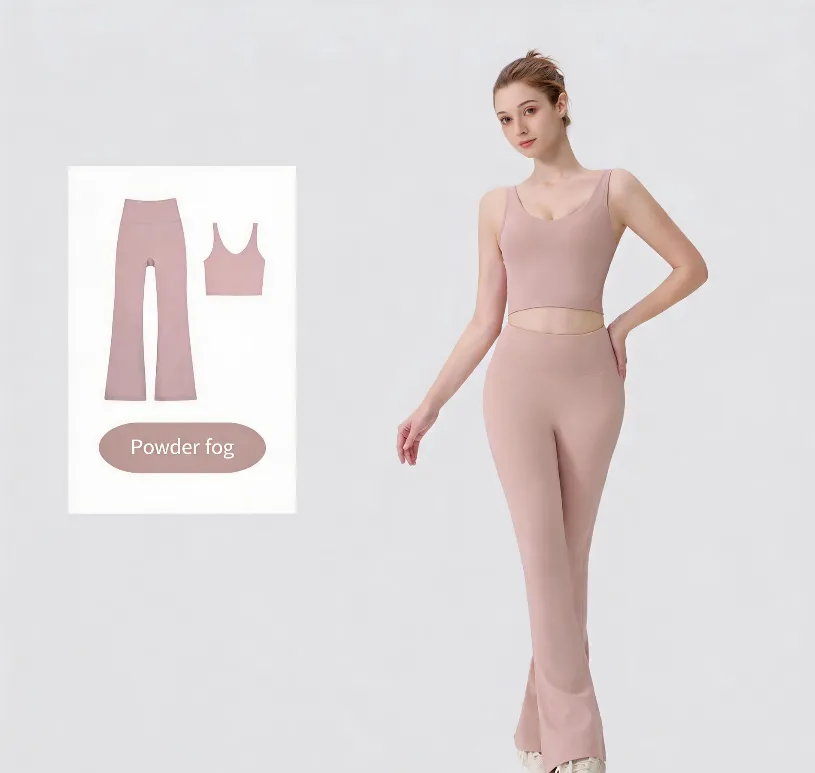Yoga Fitness Flared-Leg Women's Tank Top Flare Pants Active Set