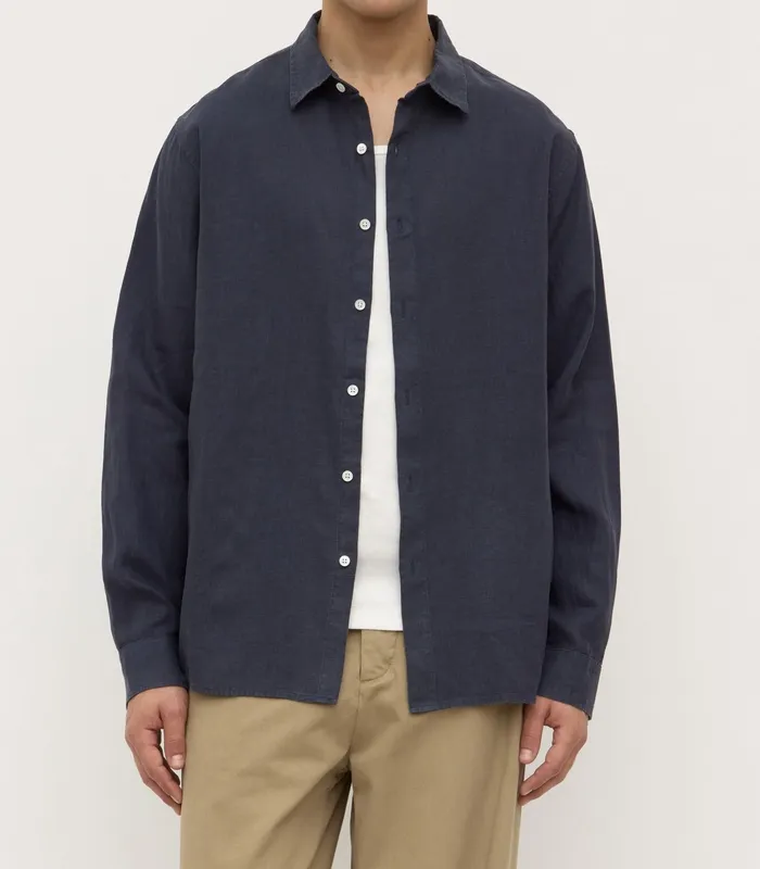 Navy Everyday Linen Button-Up Shirt