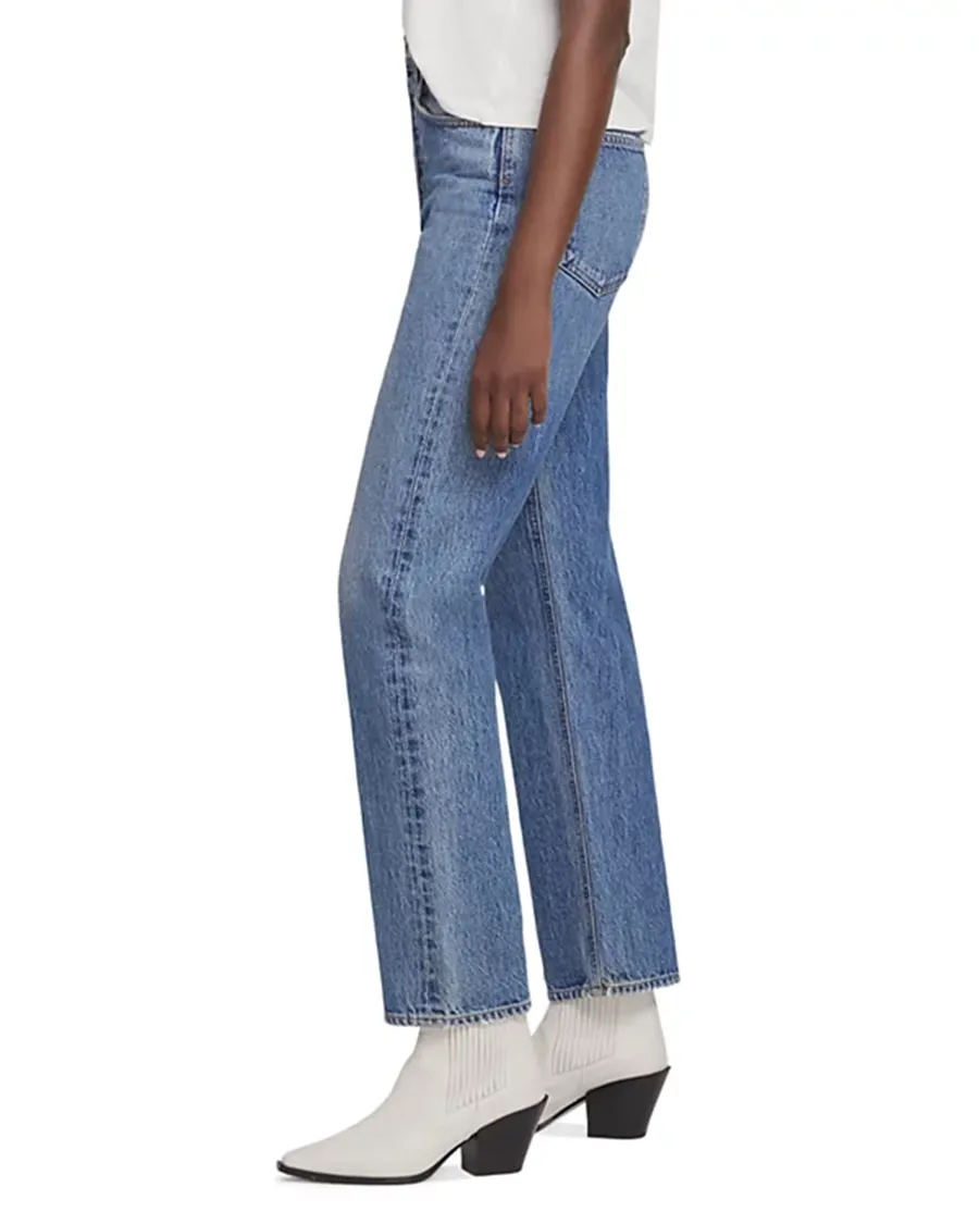 Pinch Blue Waist High Rise Straight Leg Jeans