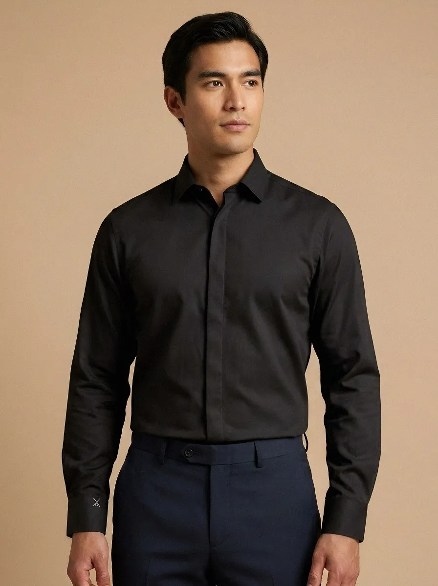 Men's Non-Iron Cotton Solid White Long Sleeve Dress Shirt