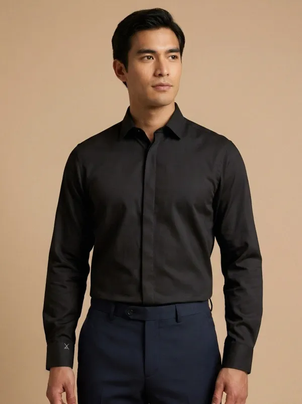 Men's Non-Iron Cotton Solid White Long Sleeve Dress Shirt