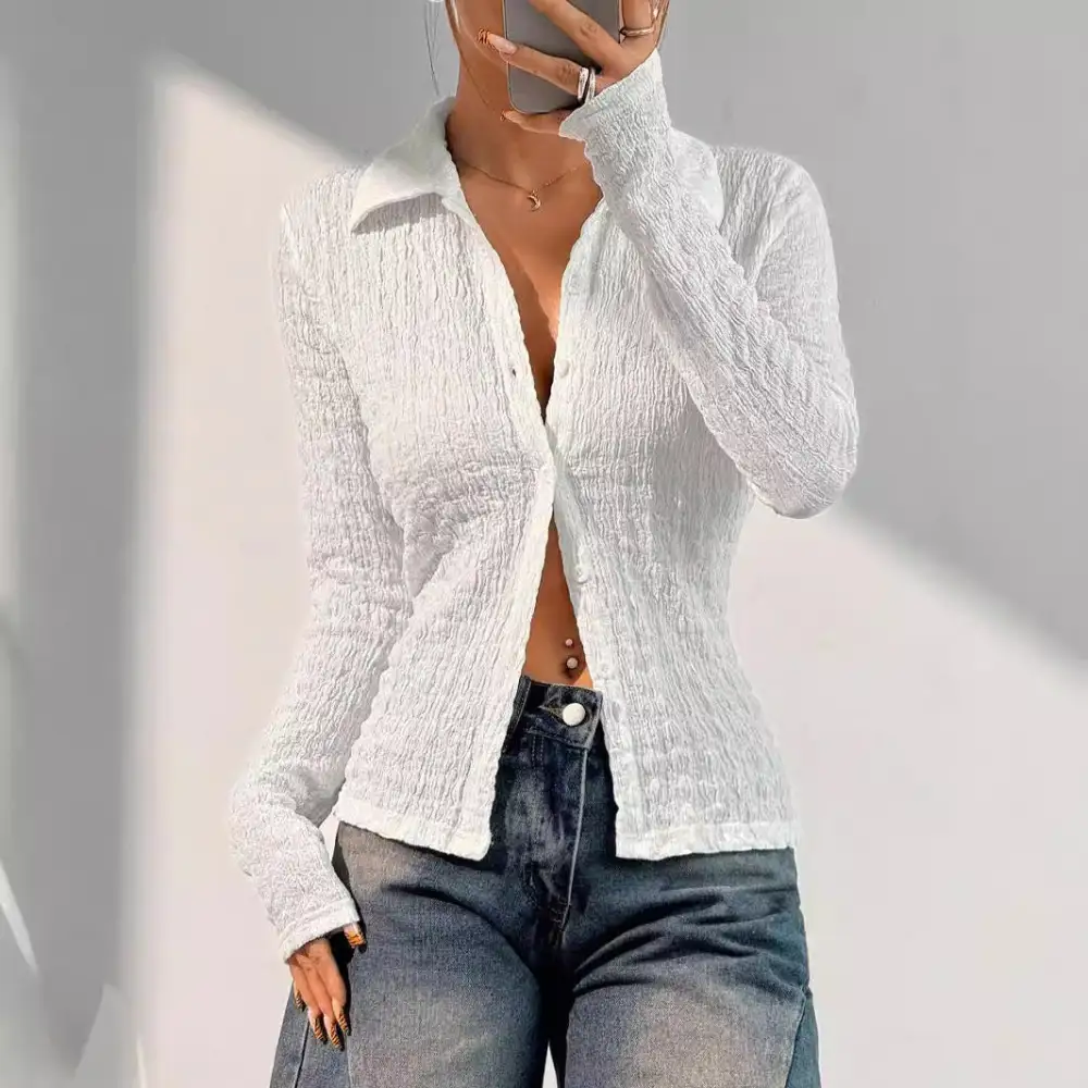 Classic Ease Textured Tailored Blouse