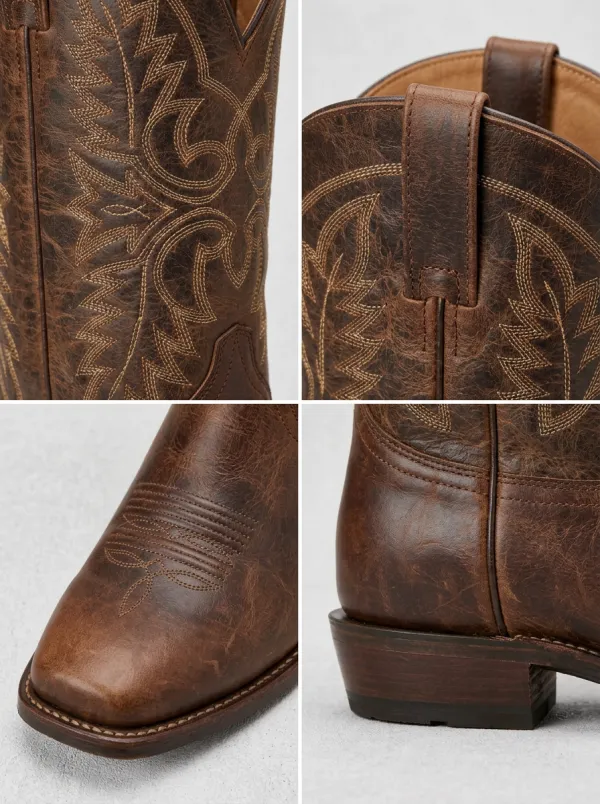 Men's Western Embroidered Outdoor Straight-Leg Boots