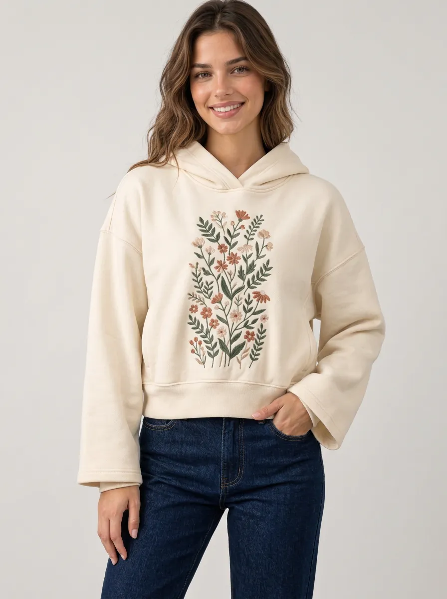 Nature Inspired Women's Botanical Wildflower Graphic Nature Inspired Hoodie