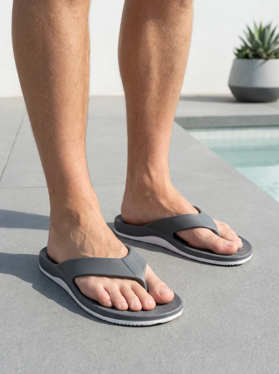 Men's Casual Summer Minimalist Grey Printed Flip Flops