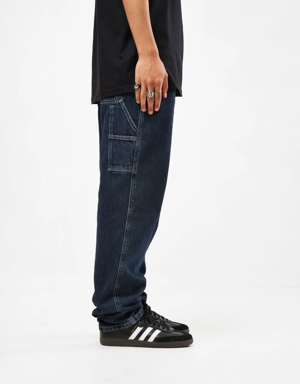Light Stone Washed Baggy Carpenter Denim Jeans