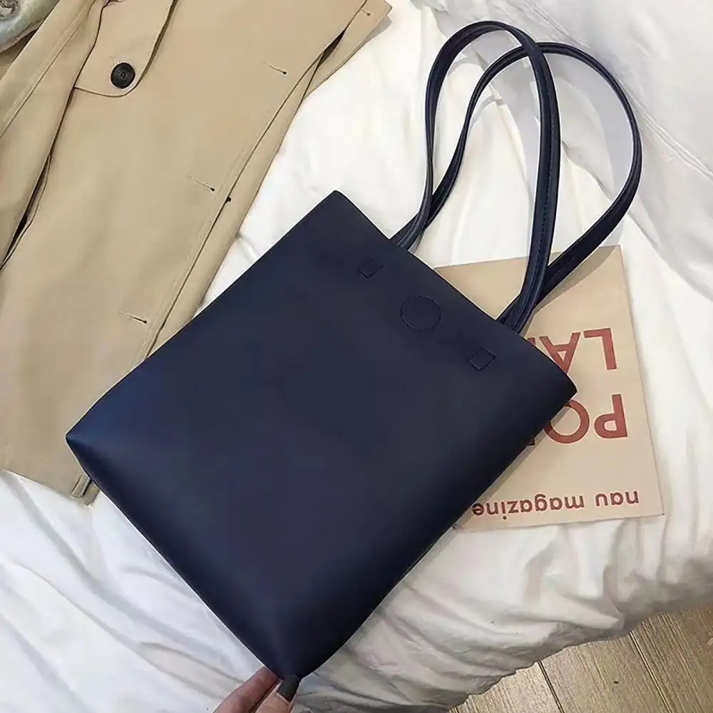 Minimalist Chic Black Leather Tote Bag