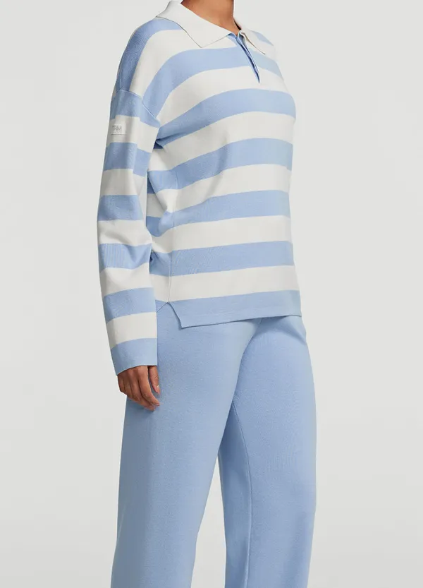 Relaxed Knit Striped Rugby Shirt