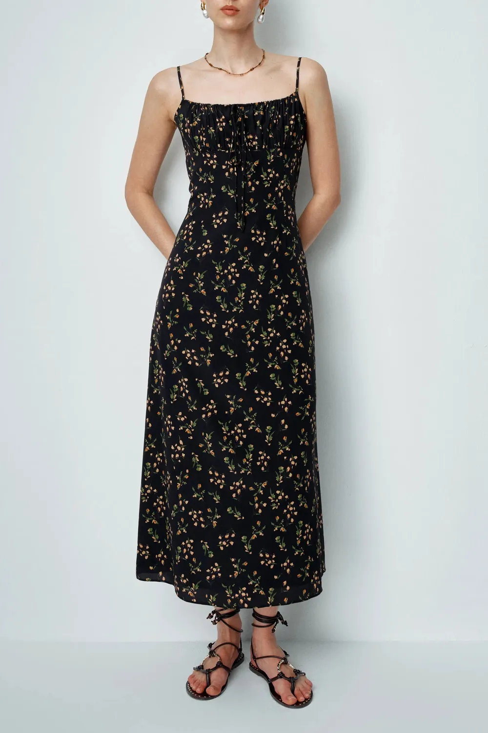 Floral Silk Crepe Dress