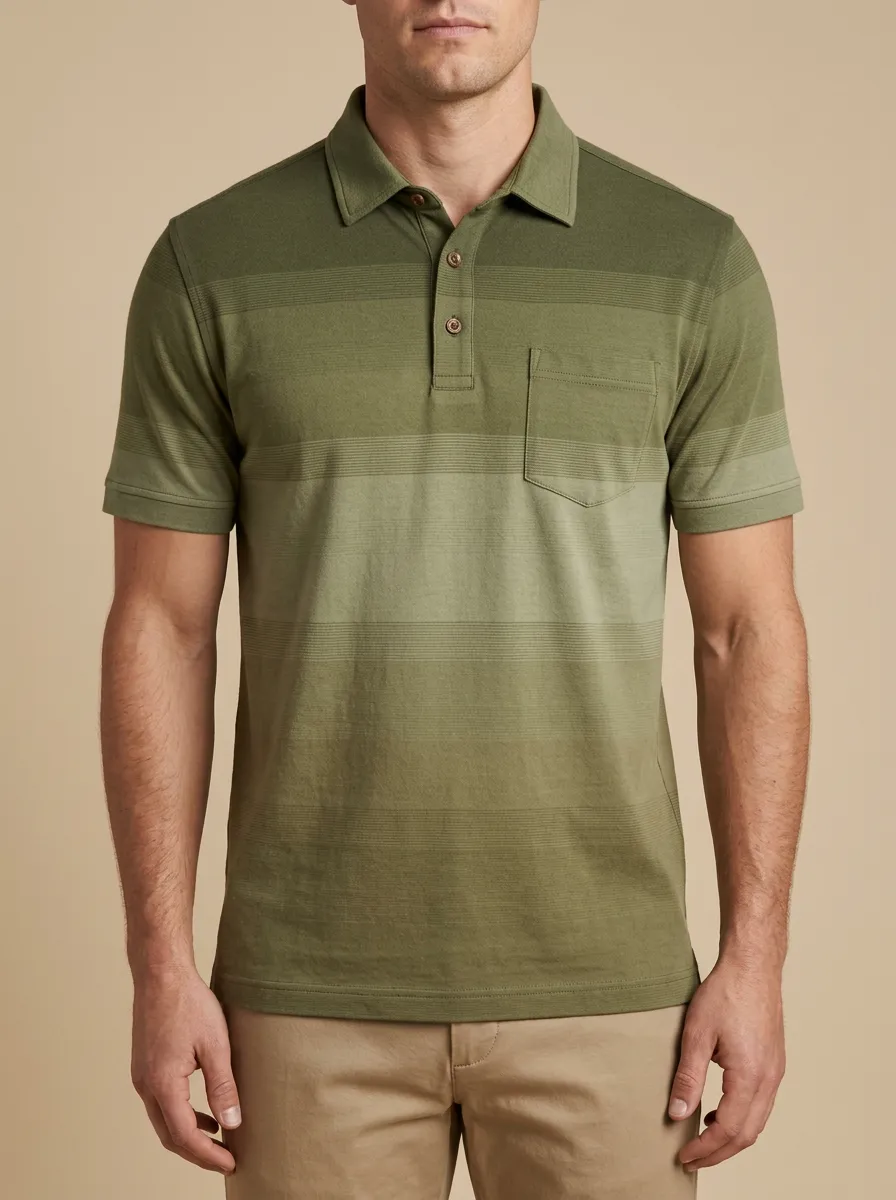 Classic Striped Pocket-Detail Men's Polo Shirt