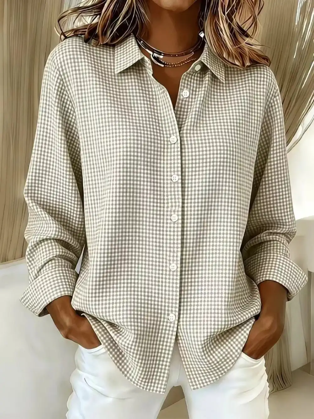 Button-up Long Sleeve Plaid Shirt
