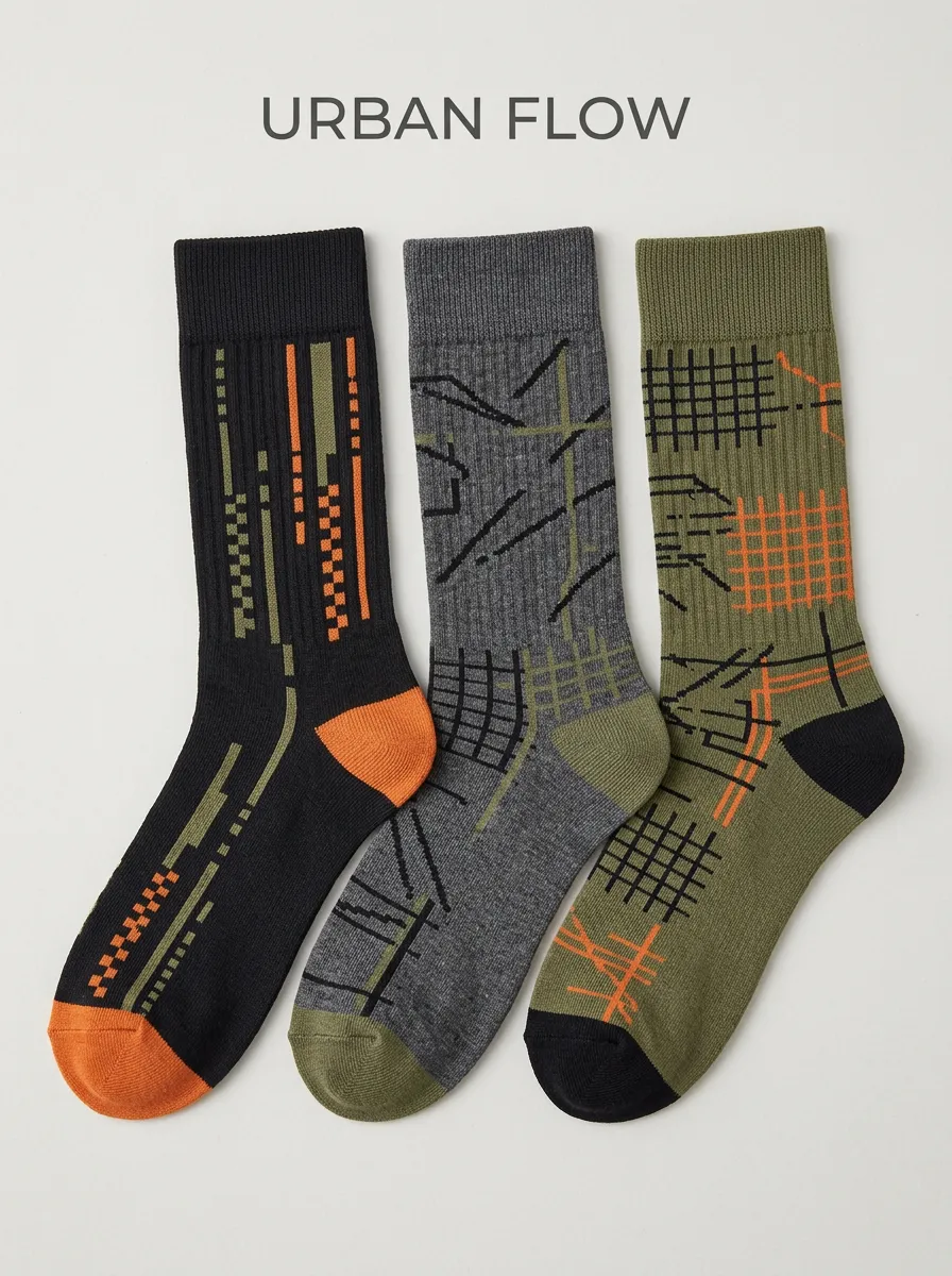 Geometric Grid Geometric Casual Sock Set