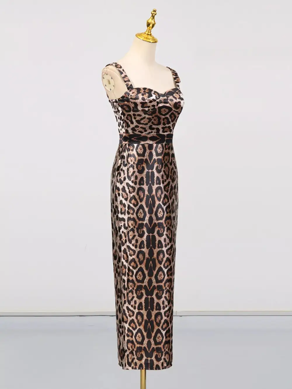Animal Print Slit Midi Dress