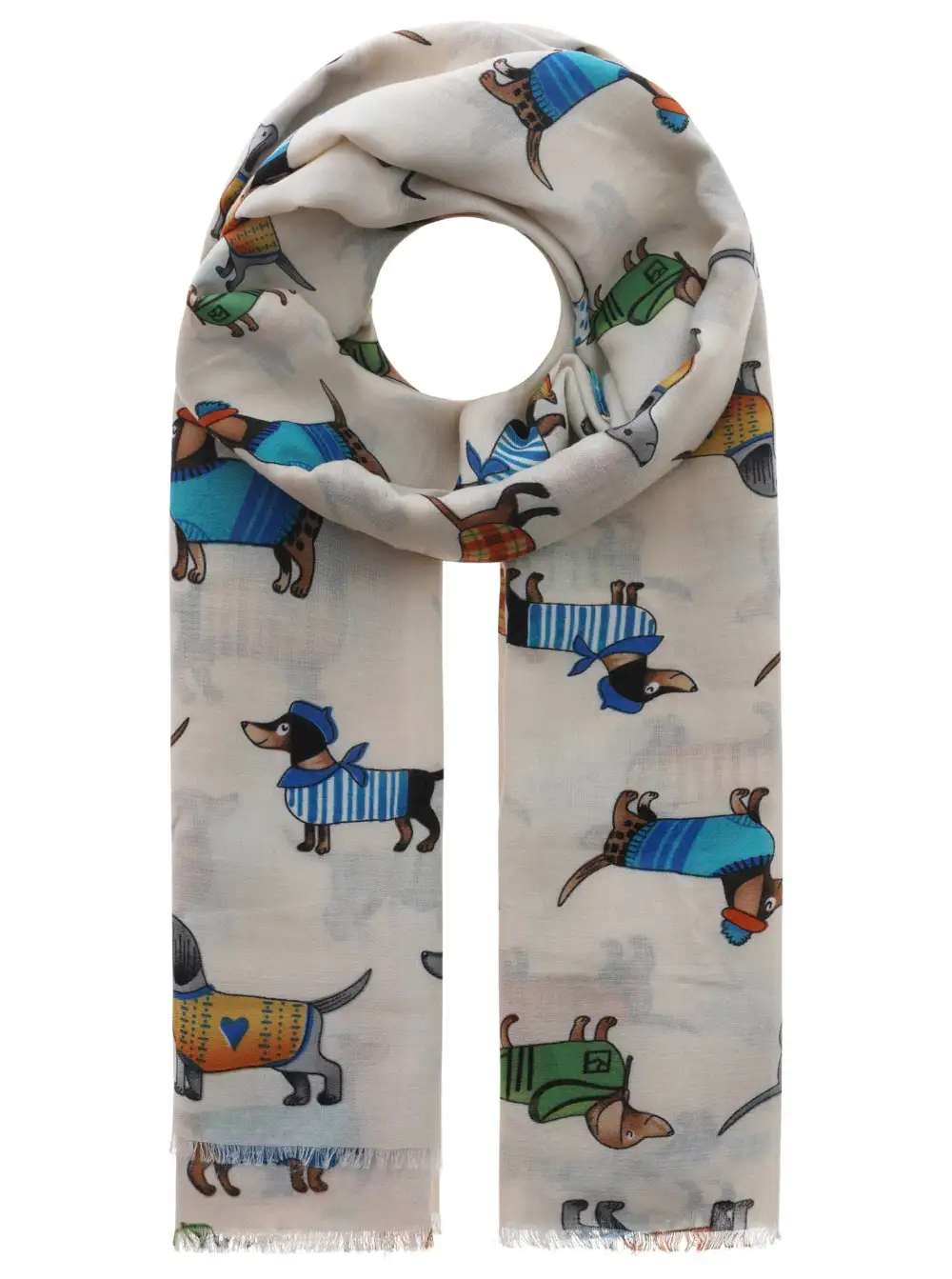 Textured Heart Pattern Dachshund Graphic Fashion Scarf