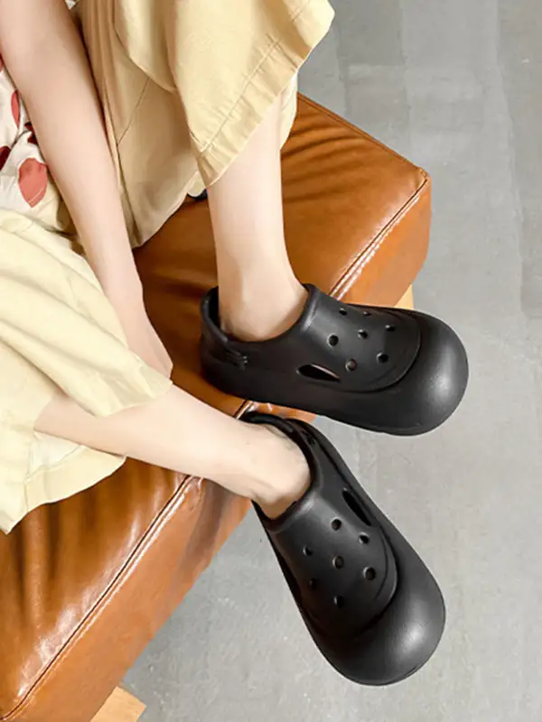 Cutout Rounded Platform Heeled Sandals