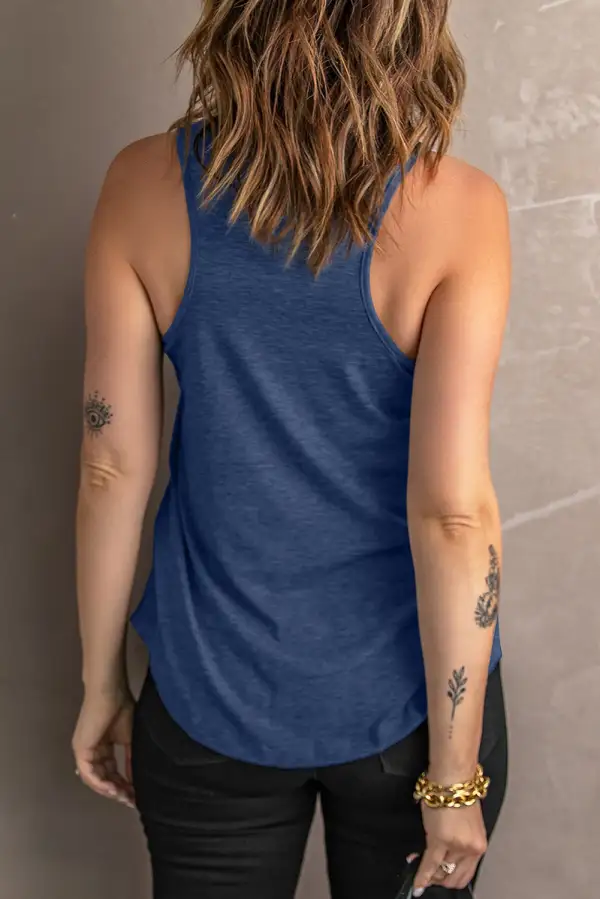 V Neck Racerback Tank Top Pocket