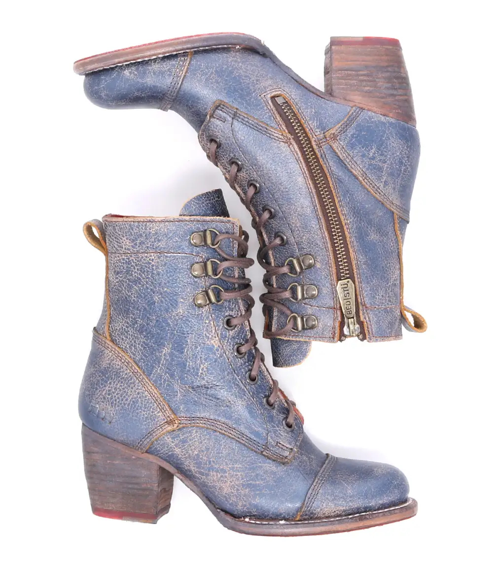 Cap-Toe Side-Zip Lace-Up Boots