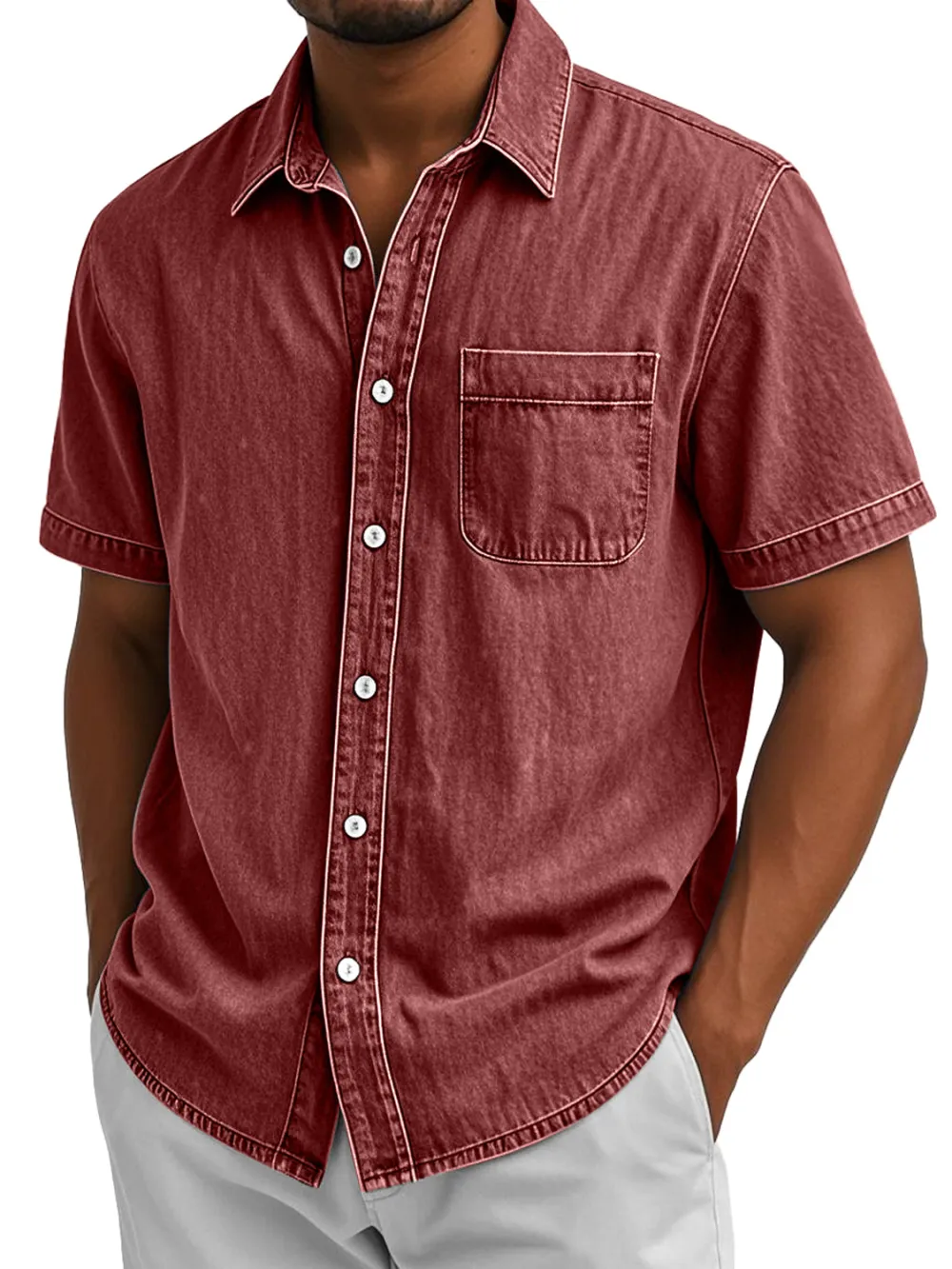 Short Sleeve Camp Collar Pocket Shirt