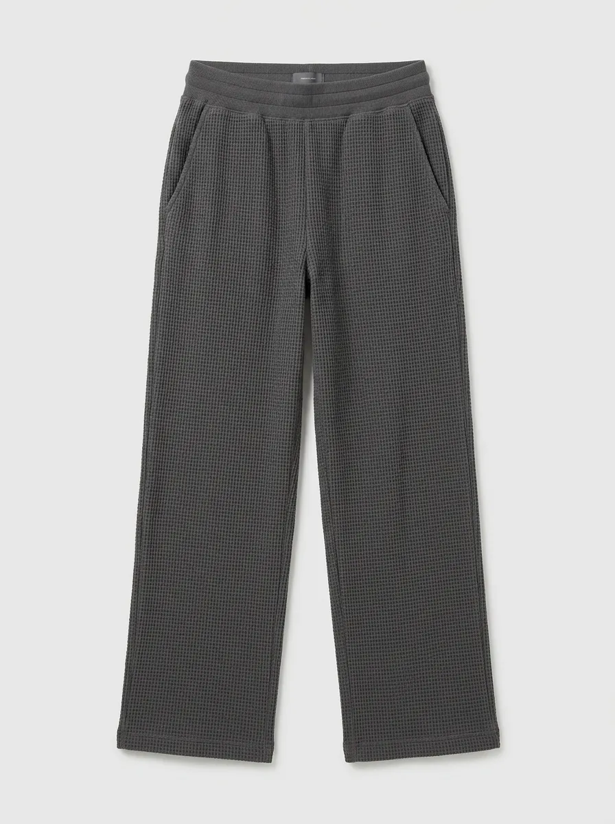 Unisex Casual Lounge Charcoal Waffle Knit Printed Pants