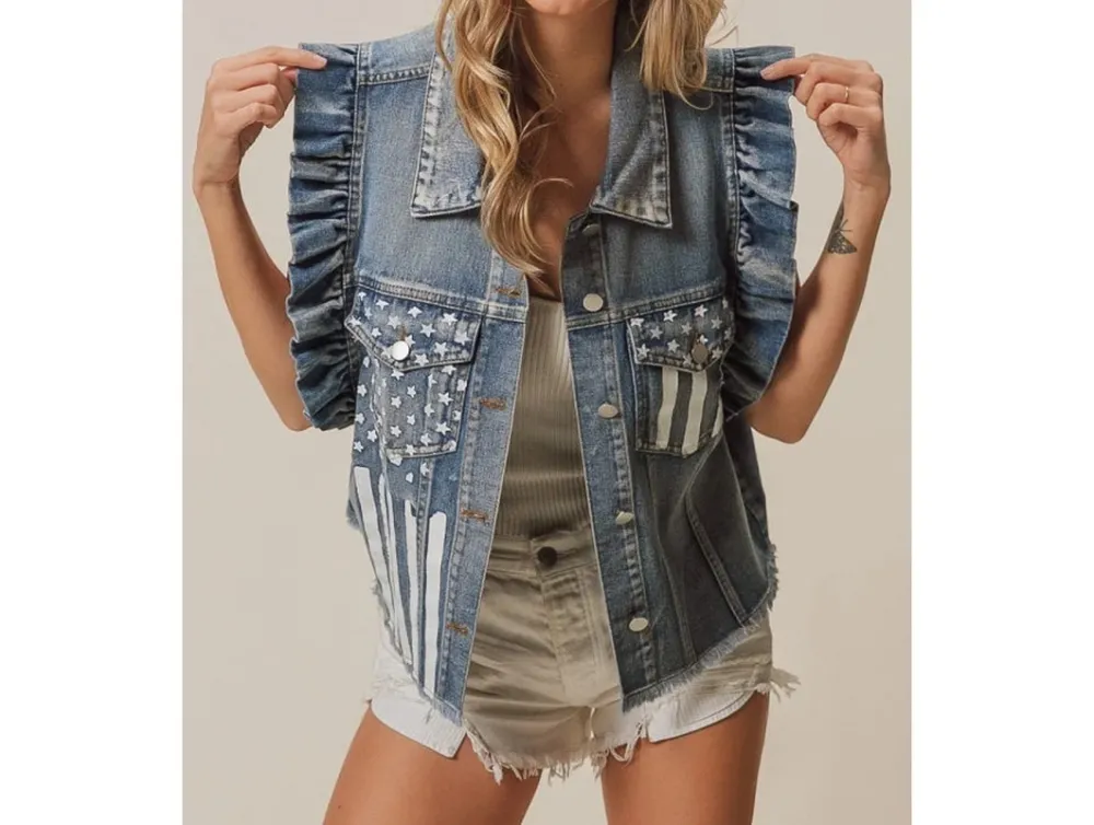 Flag Washed Denim Jacket