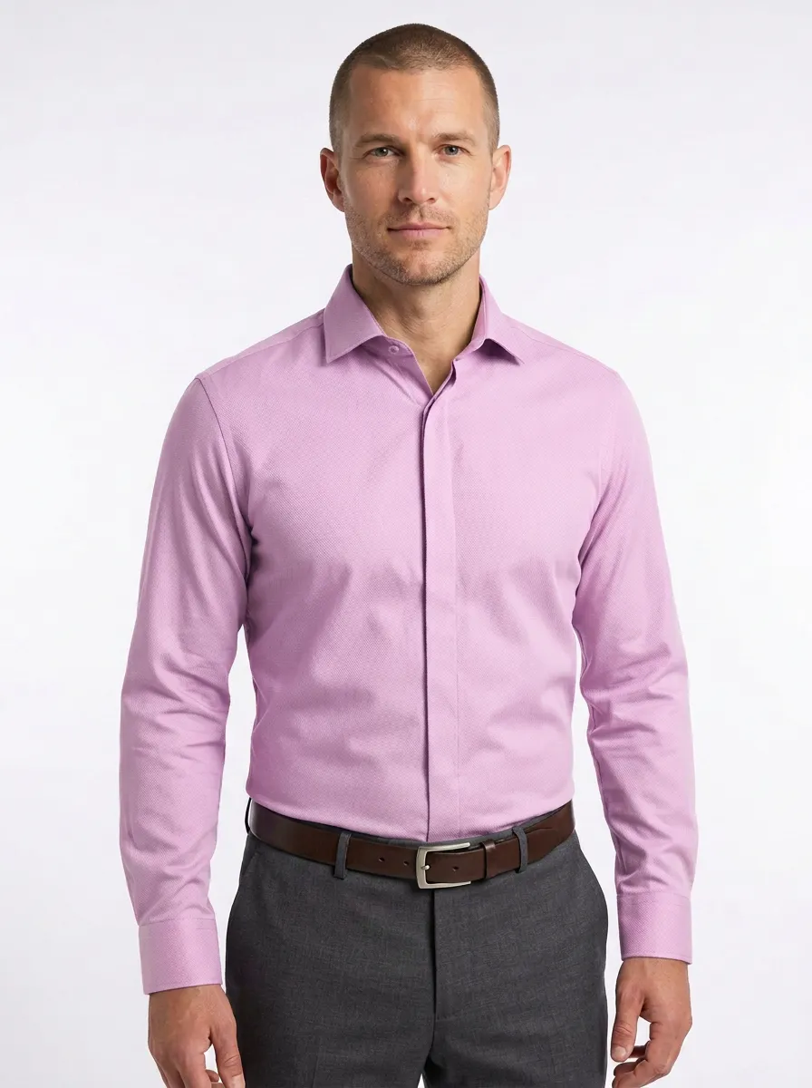 Men's Business Casual Sage Green Textured Long Sleeve Dress Shirt