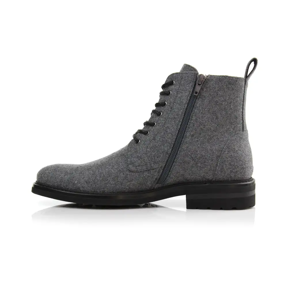 Faux-Leather Burnished Lace-Up Ankle Boots