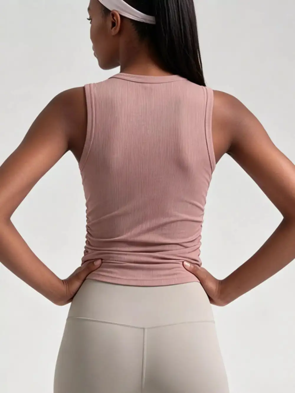 Ruched Ribbed Breathable  Tank Top