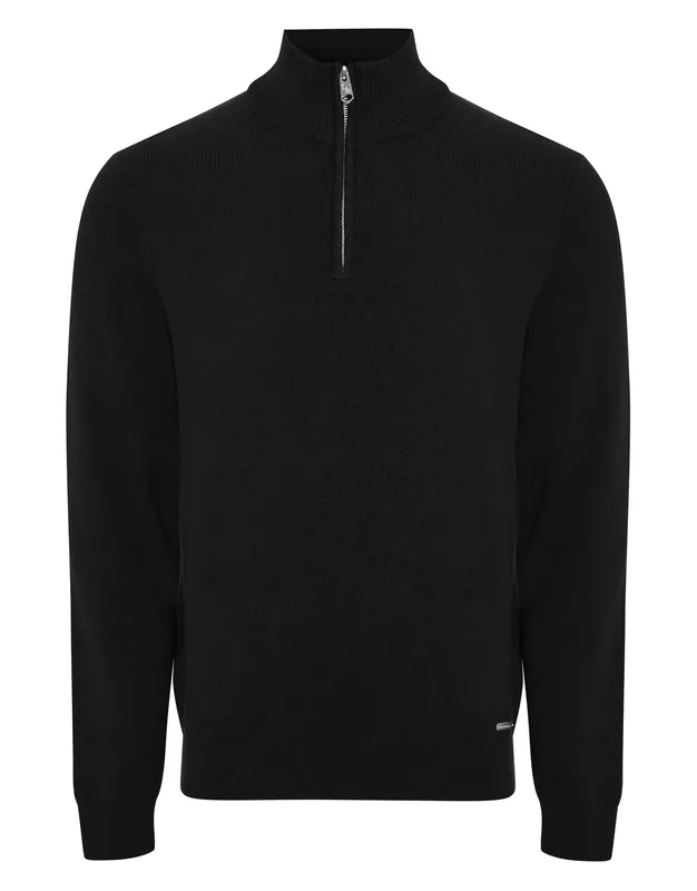 Black Knit Quarter-Zip Sweater