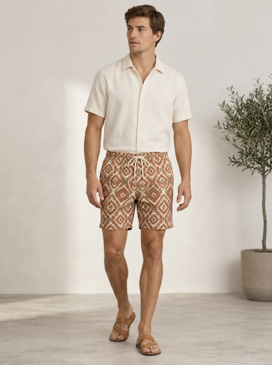 Men's Boho Geometric Diamond Printed Shorts