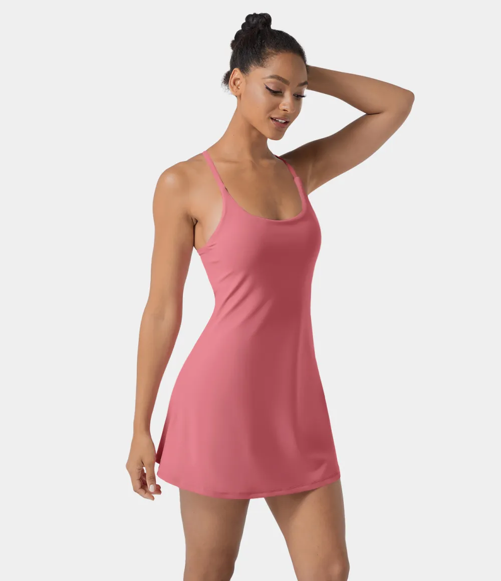 Softlyzero Airy Backless Cut Out 2-in-1 Pocket Cool Touch Mini Activity Dress
