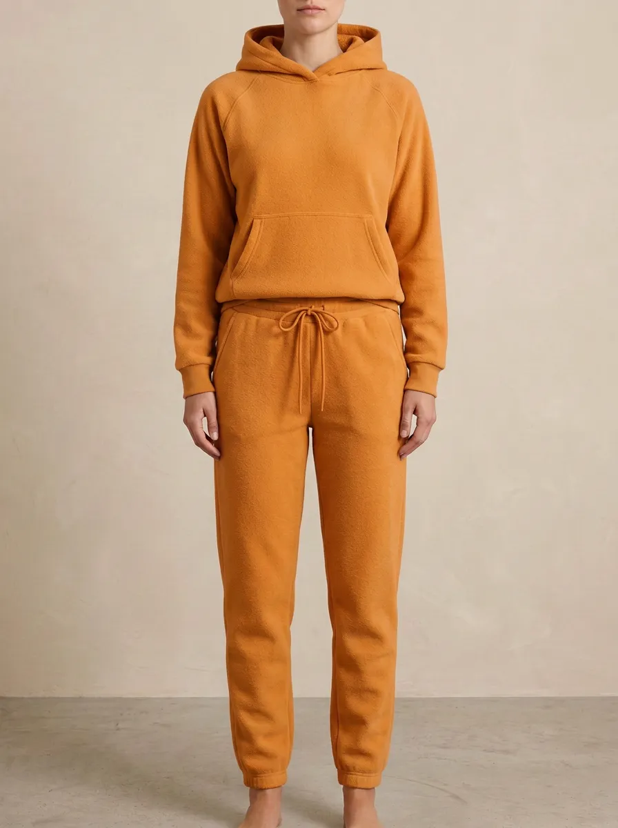 Women's Raglan-Sleeve Hoodie And Ribbed-Cuff Jogger Fleece Lounge Set