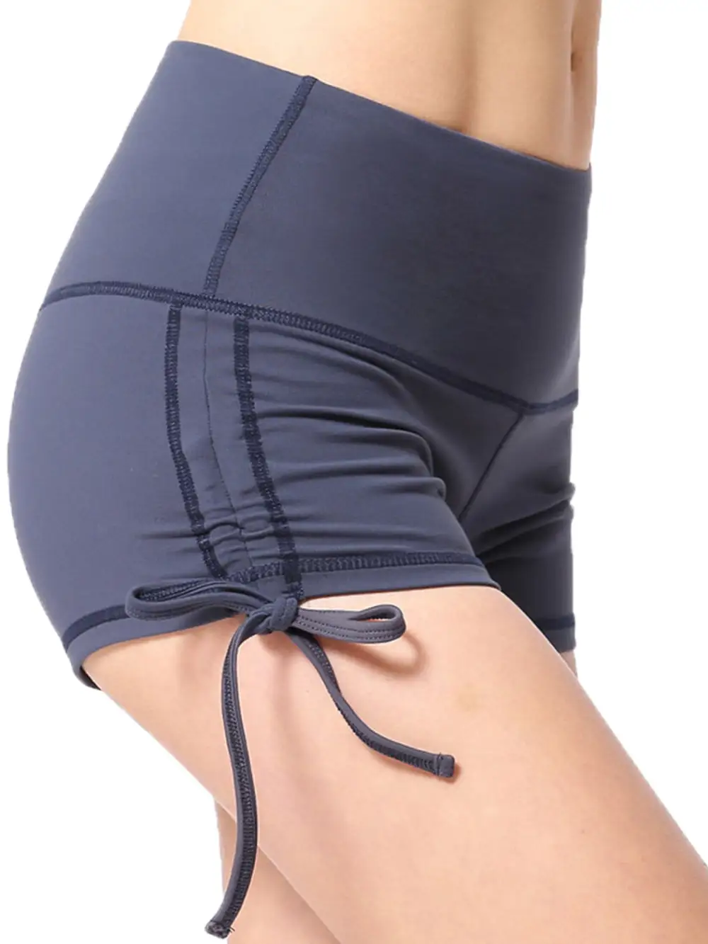 High-Waist Elastic-Waist Stretch Running Shorts