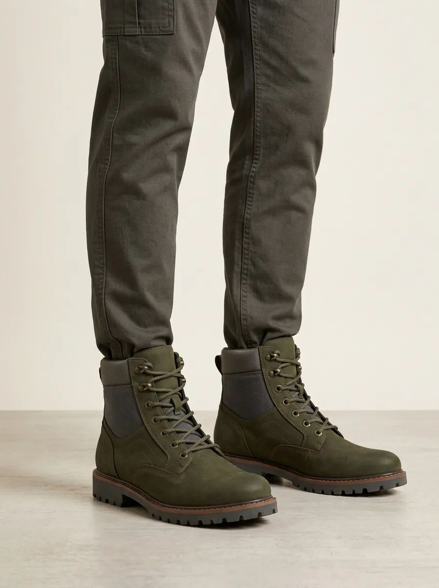Unisex Tactical Style Lace-Up Print Work Boots