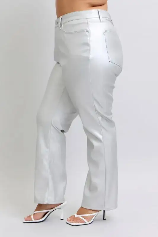 Full Size High Waist Faux Leather Pants Plus Size