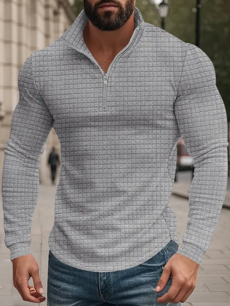 Casual Checkered Stand Collar Sweatshirt Hoodie