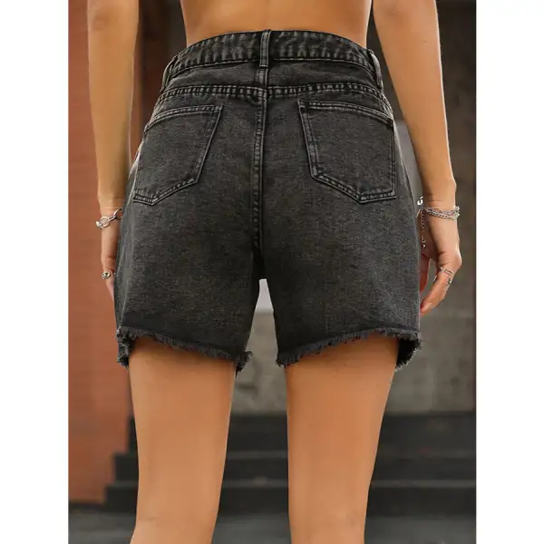 Classic Raw Hem High Waist Denim Shorts