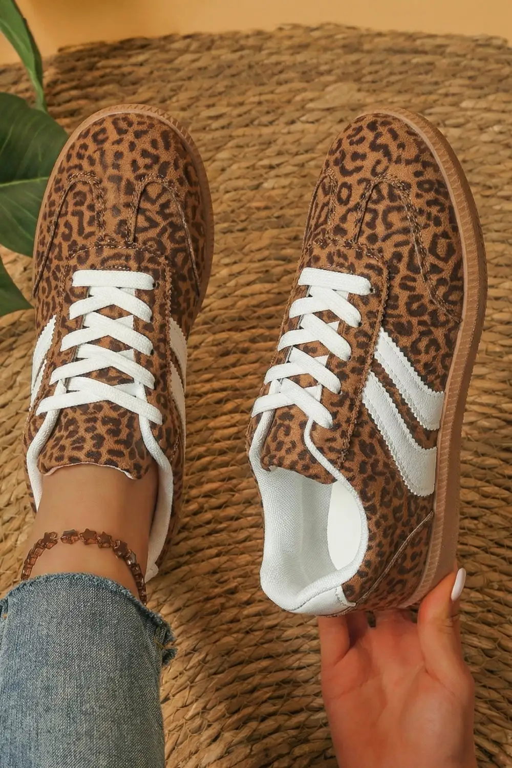 Balanced Active Lace Leopard Print Sneakers