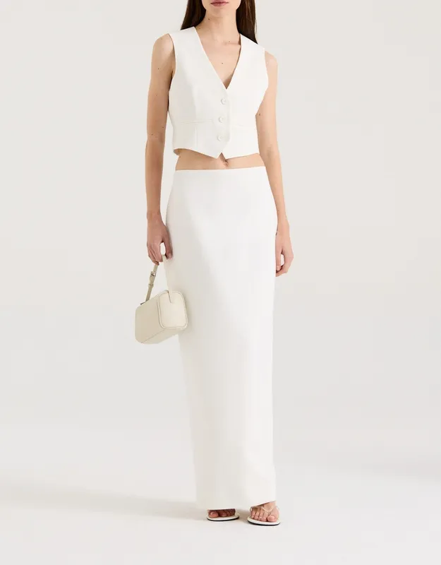 White Tailored Button-Front Vest