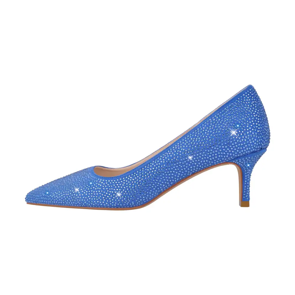 Rhinestone Pointed Toe Low Heel Pumps