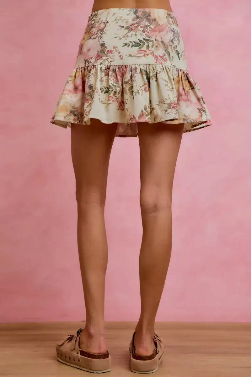 Floral Print Fit Flare Skirt