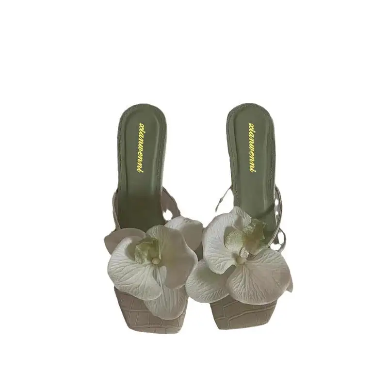 Floral Detail Slide Sandals